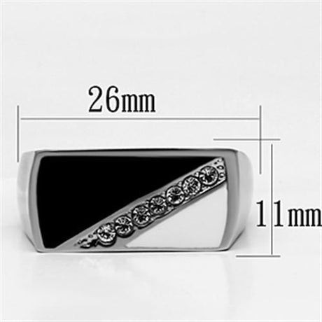 High polished (no plating) Stainless Steel Ring with Top Grade Crystal  in Clear