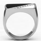 High polished (no plating) Stainless Steel Ring with Top Grade Crystal  in Clear