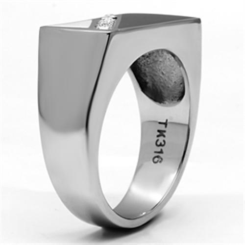 High polished (no plating) Stainless Steel Ring with Top Grade Crystal  in Clear