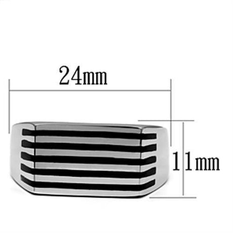 High polished (no plating) Stainless Steel Ring with Epoxy  in Jet