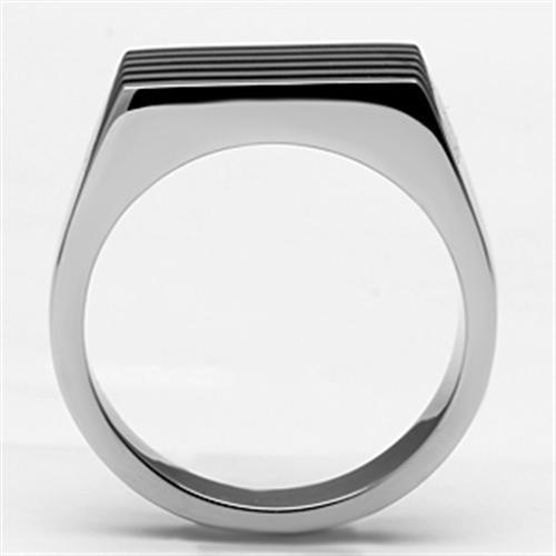 High polished (no plating) Stainless Steel Ring with Epoxy  in Jet