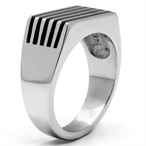 High polished (no plating) Stainless Steel Ring with Epoxy  in Jet