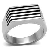 High polished (no plating) Stainless Steel Ring with Epoxy  in Jet