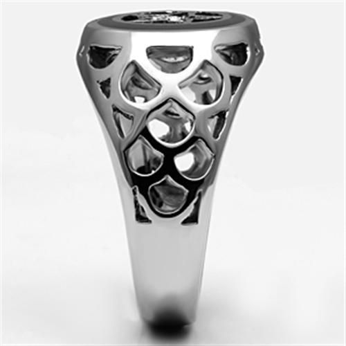 High polished (no plating) Stainless Steel Ring with Top Grade Crystal  in Clear