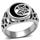 High polished (no plating) Stainless Steel Ring with Top Grade Crystal  in Clear