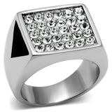 High polished (no plating) Stainless Steel Ring with Top Grade Crystal  in Clear