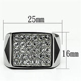 High polished (no plating) Stainless Steel Ring with Top Grade Crystal  in Clear