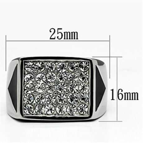 High polished (no plating) Stainless Steel Ring with Top Grade Crystal  in Clear