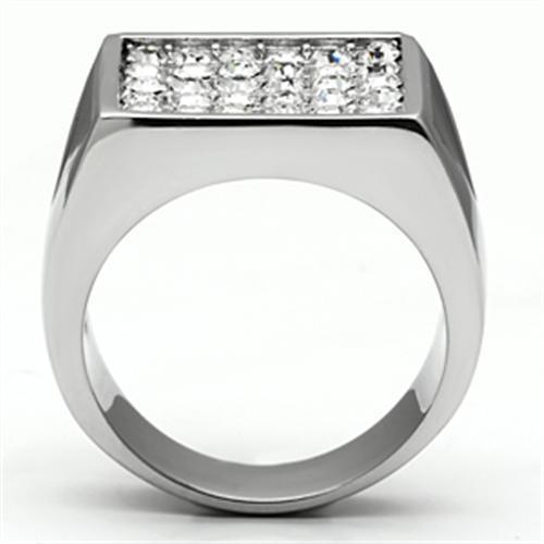 High polished (no plating) Stainless Steel Ring with Top Grade Crystal  in Clear