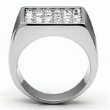 High polished (no plating) Stainless Steel Ring with Top Grade Crystal  in Clear
