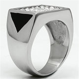 High polished (no plating) Stainless Steel Ring with Top Grade Crystal  in Clear