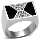 High polished (no plating) Stainless Steel Ring with Top Grade Crystal  in Clear