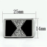 High polished (no plating) Stainless Steel Ring with Top Grade Crystal  in Clear