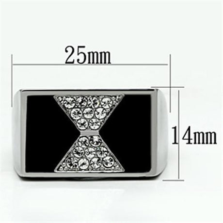High polished (no plating) Stainless Steel Ring with Top Grade Crystal  in Clear