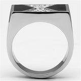 High polished (no plating) Stainless Steel Ring with Top Grade Crystal  in Clear