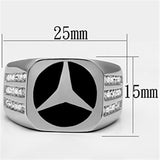 High polished (no plating) Stainless Steel Ring with Top Grade Crystal  in Clear