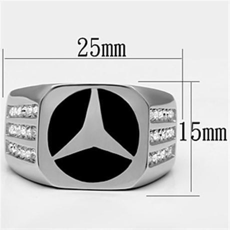 High polished (no plating) Stainless Steel Ring with Top Grade Crystal  in Clear