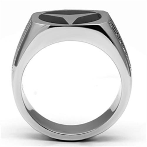 High polished (no plating) Stainless Steel Ring with Top Grade Crystal  in Clear