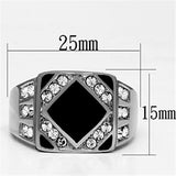 High polished (no plating) Stainless Steel Ring with Top Grade Crystal  in Clear