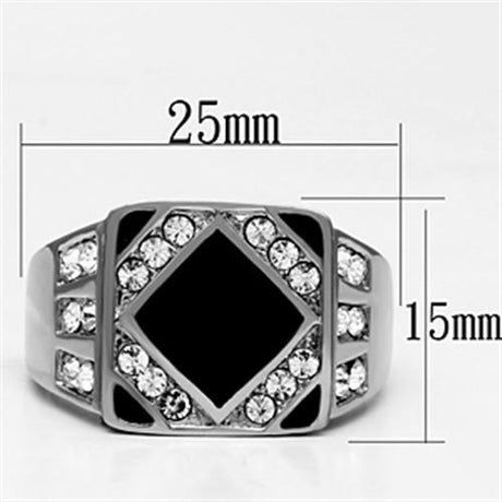 High polished (no plating) Stainless Steel Ring with Top Grade Crystal  in Clear