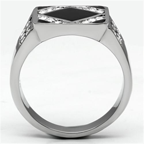 High polished (no plating) Stainless Steel Ring with Top Grade Crystal  in Clear