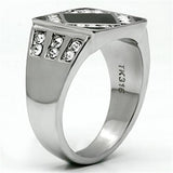 High polished (no plating) Stainless Steel Ring with Top Grade Crystal  in Clear