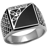 High polished (no plating) Stainless Steel Ring with Top Grade Crystal  in Clear