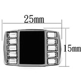 High polished (no plating) Stainless Steel Ring with Top Grade Crystal  in Clear