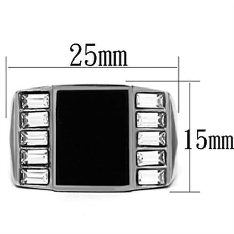 High polished (no plating) Stainless Steel Ring with Top Grade Crystal  in Clear