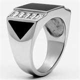 High polished (no plating) Stainless Steel Ring with Top Grade Crystal  in Clear