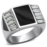 High polished (no plating) Stainless Steel Ring with Top Grade Crystal  in Clear