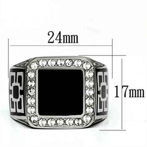 High polished (no plating) Stainless Steel Ring with Top Grade Crystal  in Clear