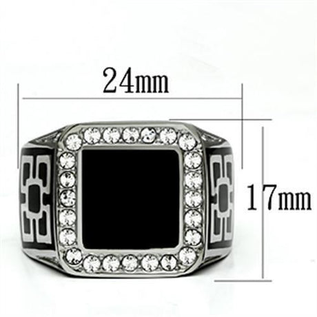High polished (no plating) Stainless Steel Ring with Top Grade Crystal  in Clear