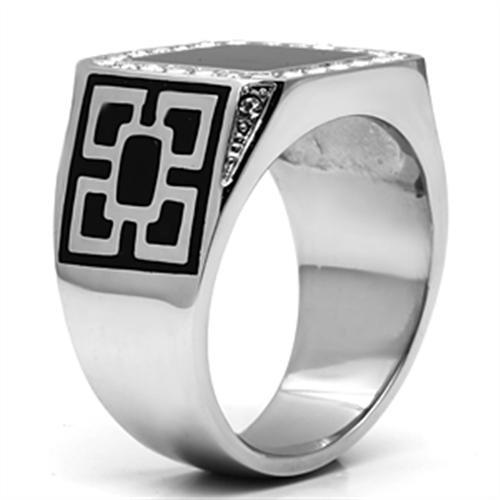 High polished (no plating) Stainless Steel Ring with Top Grade Crystal  in Clear