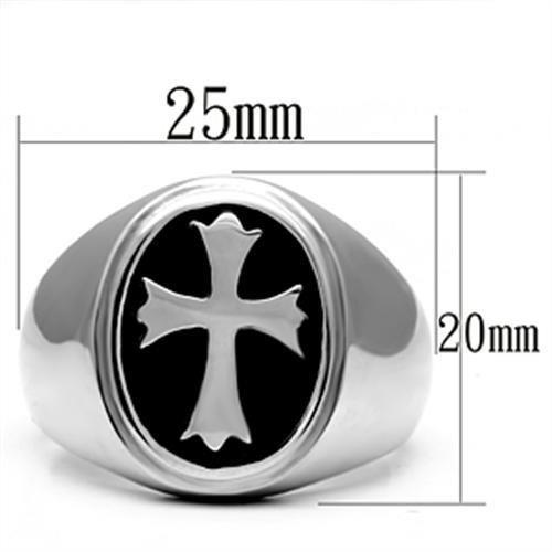 High polished (no plating) Stainless Steel Ring with Epoxy  in Jet