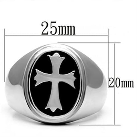 High polished (no plating) Stainless Steel Ring with Epoxy  in Jet