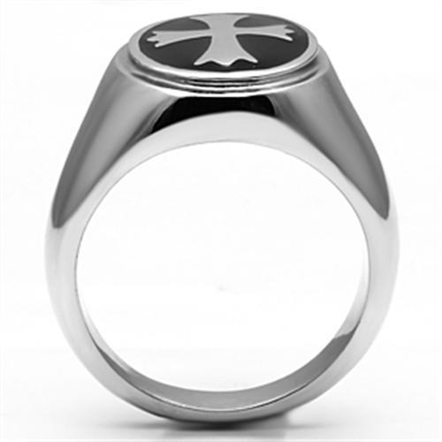 High polished (no plating) Stainless Steel Ring with Epoxy  in Jet