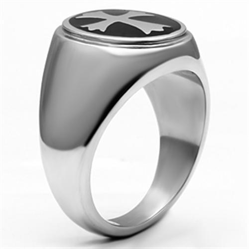 High polished (no plating) Stainless Steel Ring with Epoxy  in Jet