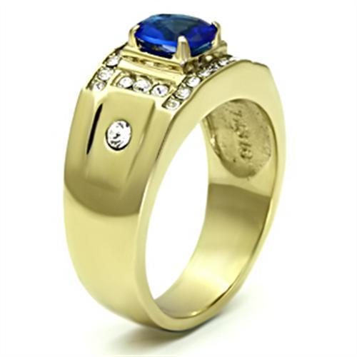 IP Gold(Ion Plating) Stainless Steel Ring with Synthetic Synthetic Glass in Montana