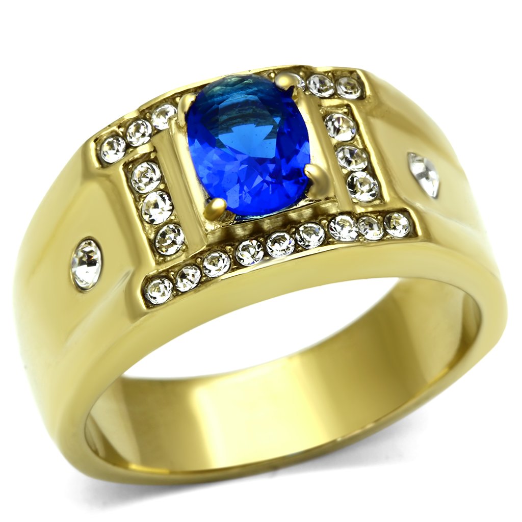 IP Gold(Ion Plating) Stainless Steel Ring with Synthetic Synthetic Glass in Montana