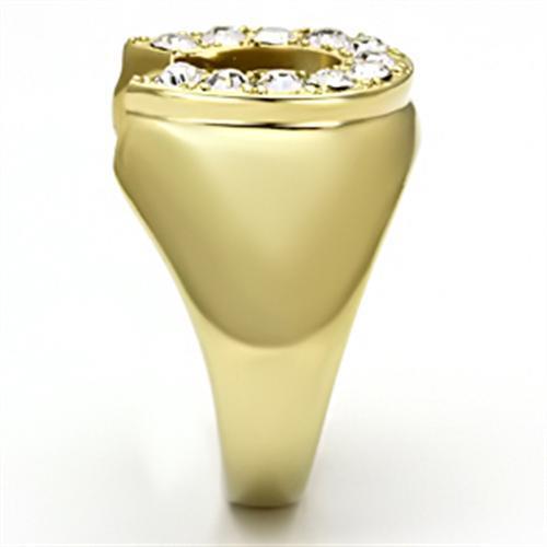 IP Gold(Ion Plating) Stainless Steel Ring with Top Grade Crystal  in Clear
