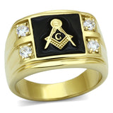 IP Gold(Ion Plating) Stainless Steel Ring with AAA Grade CZ  in Clear