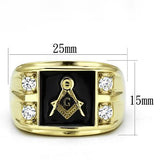 IP Gold(Ion Plating) Stainless Steel Ring with AAA Grade CZ  in Clear