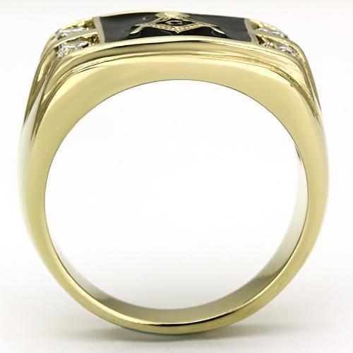 IP Gold(Ion Plating) Stainless Steel Ring with AAA Grade CZ  in Clear