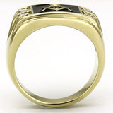 IP Gold(Ion Plating) Stainless Steel Ring with AAA Grade CZ  in Clear