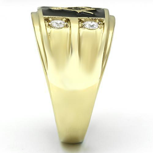 IP Gold(Ion Plating) Stainless Steel Ring with AAA Grade CZ  in Clear