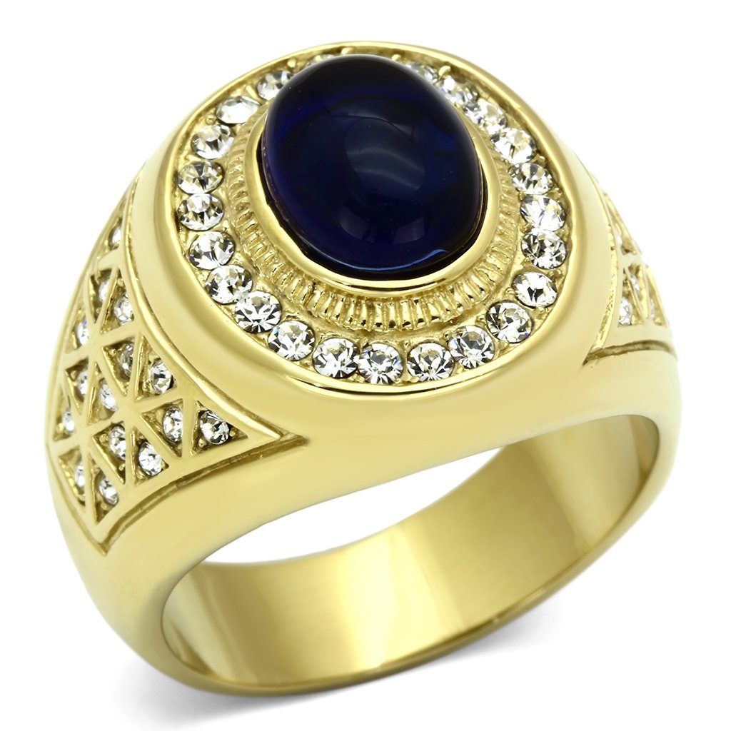 IP Gold(Ion Plating) Stainless Steel Ring with Synthetic Synthetic Glass in Montana