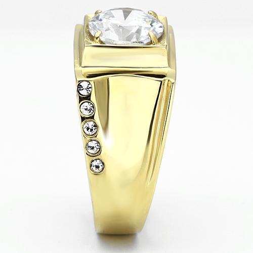 IP Gold(Ion Plating) Stainless Steel Ring with AAA Grade CZ  in Clear