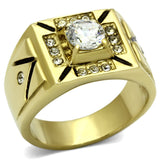 IP Gold(Ion Plating) Stainless Steel Ring with AAA Grade CZ  in Clear