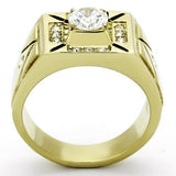 IP Gold(Ion Plating) Stainless Steel Ring with AAA Grade CZ  in Clear
